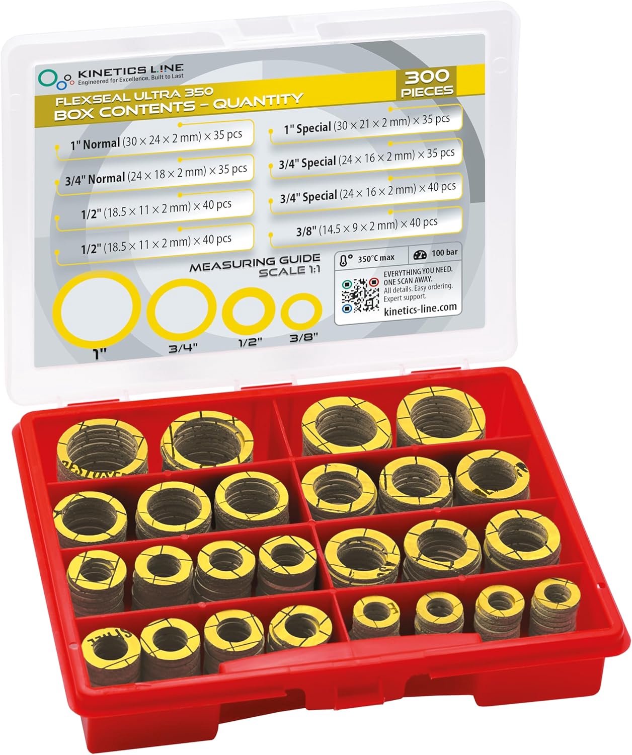 Platte Vezel Afdichtingspakkingen 300 Stuks - 3/8–1 Inch - Hoge Temperatuur 350°C - ShopVlot