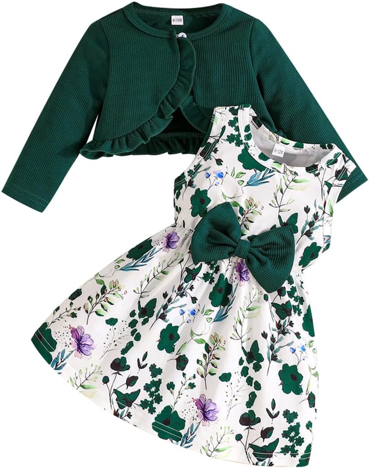 Jurk voor kleine meisjes met ruches, cardigan, tops, vlinders, bloemen, geruit, jurken, zomer, babymeisjes, kleding