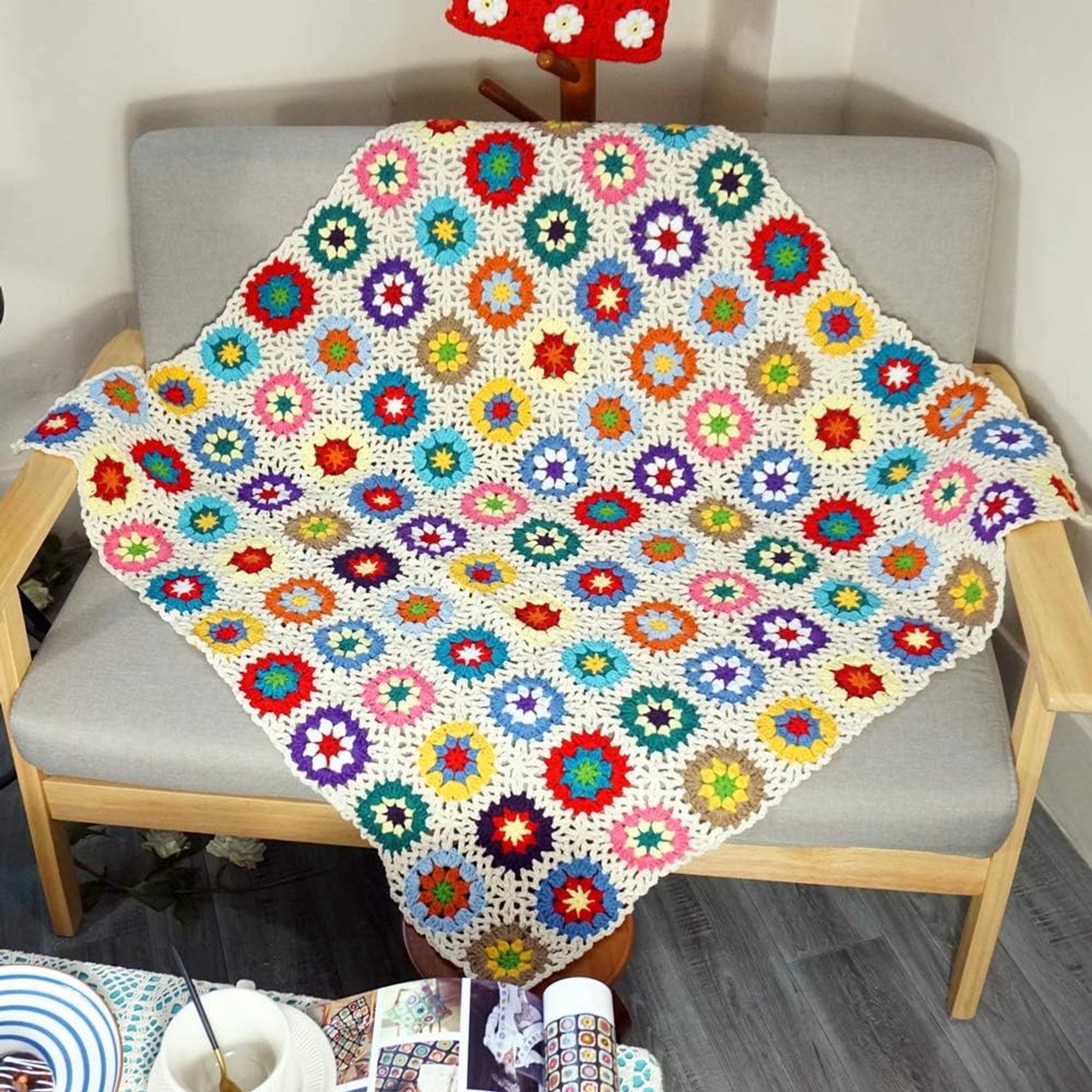 Handgemaakte gehaakte deken oma-deken trui stijl het hele jaar door cadeau binnen buiten reizen accent gooien voor bank dekbed bank bed fauteuil woonkamer slaapkamer decor 99 x 99 cm