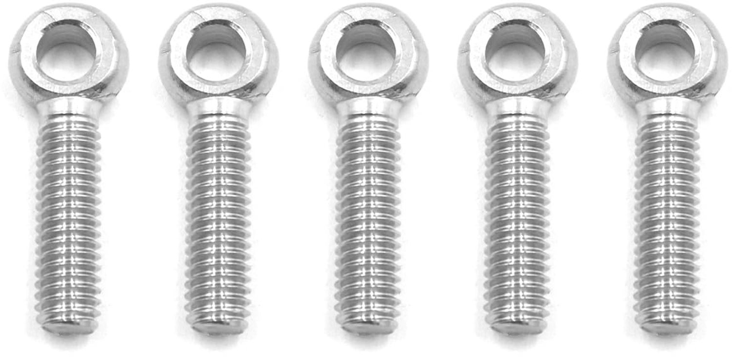 Grobo 5 stuks hefoogschroeven, M6 x 25 mm, 304 roestvrijstalen visoogschroeven met volledige schroefdraad voor buisschuivers, bouwstalen buisbevestigingen