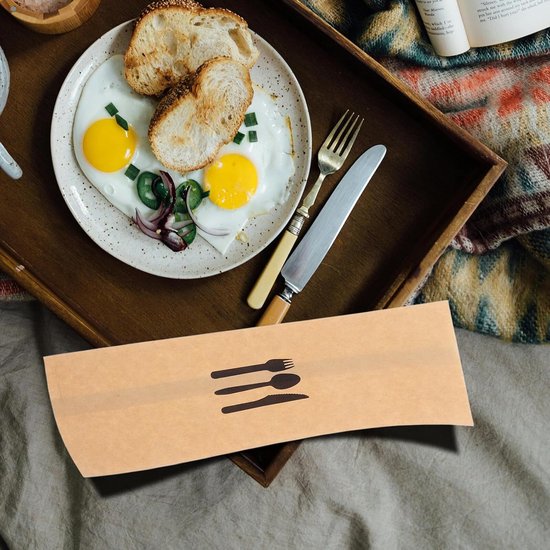 100 Stuks Kraft Papieren Bestekzakjes Lichtgewicht Scheurbestendig Wegwerp Bestekhouder voor Restaurant Thuisgebruik Geschikt voor Vorken Lepels Praktische Tableware Zakken — afbeelding 5