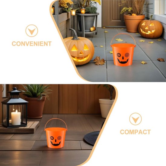 5 Stuks Delige Kleine Halloween Pompoenemmers met Plastic Handvat voor Jongen Meisje Om Snoep Te Compacte Pompoen Traktatie- voor Trick--treat Feestdecoratie — afbeelding 5