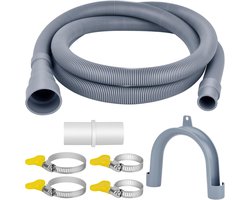 twoonto Afvoerslang voor wasmachines, 3 m universele wasmachineslang, afvoerslang, vaatwasserverlengingsset inclusief slangverbinder, slangklemmen, U-houder
