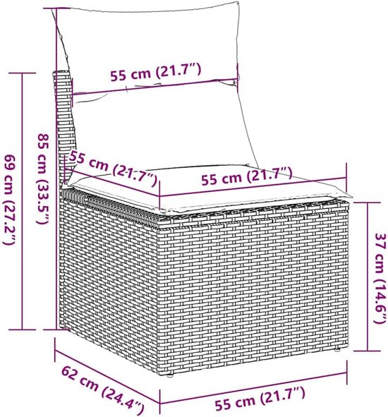 Poly rattan waterdichte opbergtas loungeset bruin 2 delig — afbeelding 5