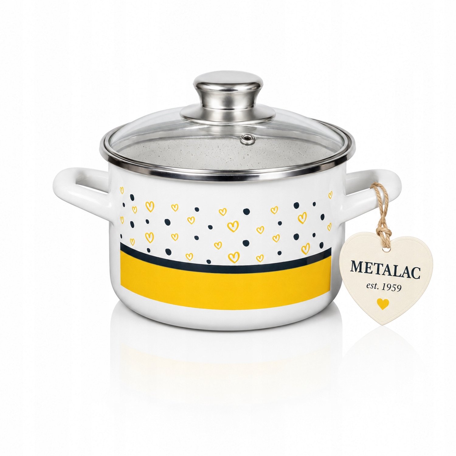 Metalac Hungry Hearts Emaille Pan 16cm met Deksel - Inductie & Gas