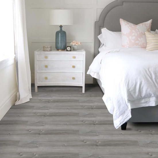 Peel and Stick vloertegel, 20 stuks, natuurlijke grijze houtnerflook, zelfklevend en waterdicht voor overdracht van badkamer, keuken, woonkamer, slaapkamer (20 stuks) — afbeelding 4
