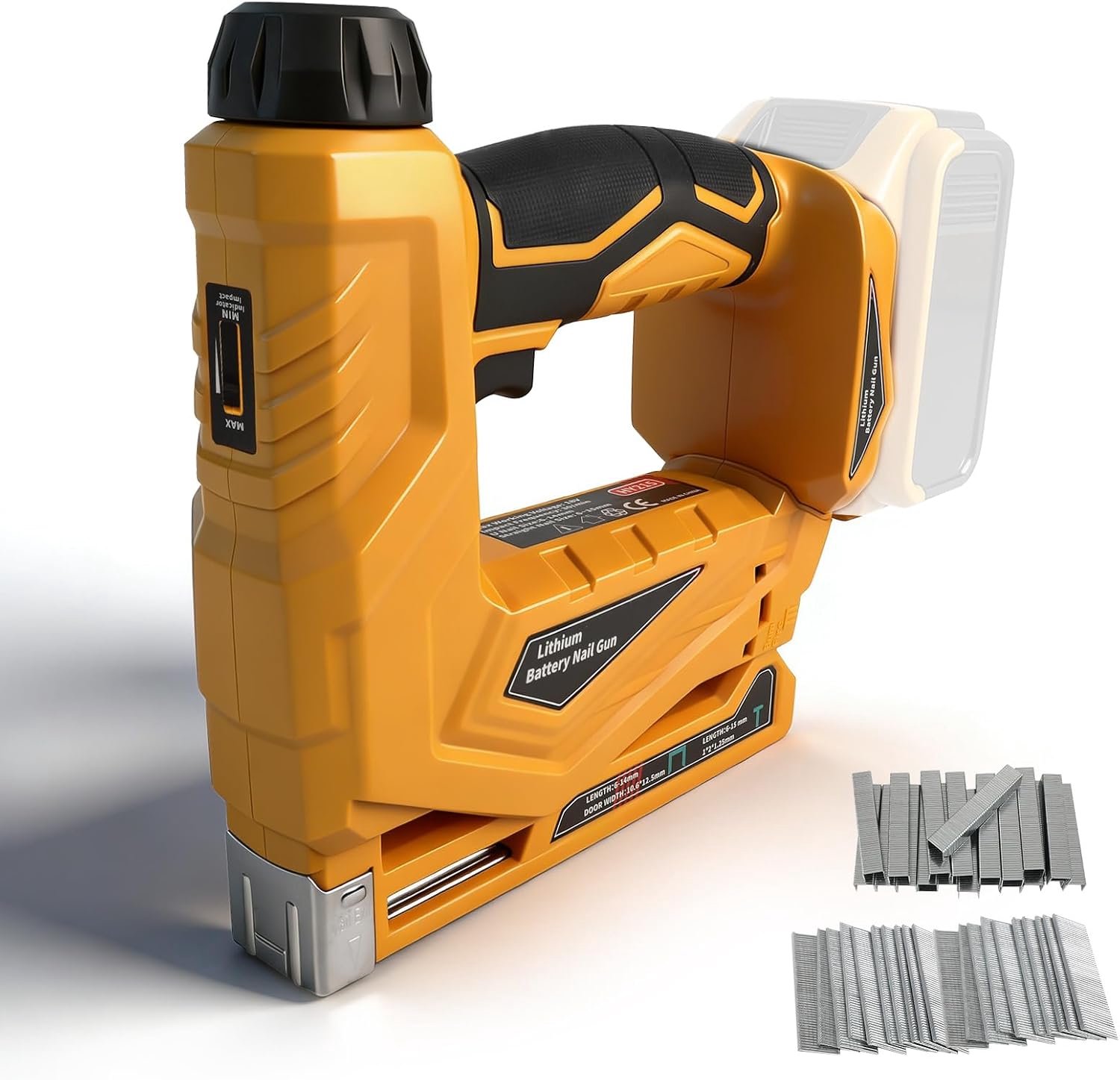 Draadloze Brad-spijkermachine, compatibel met DEWALT 18V/20V accu's, 2-in-1 elektrisch nietpistool met diepteinstelknop, 2 schietmodi en 2000 spijkers voor doe-het-zelf houtbewerking thuis (alleen