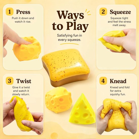 3 stuks squishy kaas en toast, stressbal kaas, squishy Slow Rising — afbeelding 2