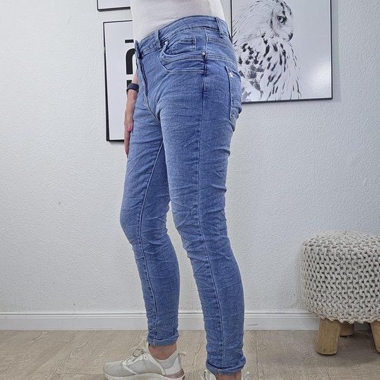 Jewelly Stretchjeans, damesbroek, baggy boyfriendsnit, decoratieve knoopsluiting, perfecte pasvorm — afbeelding 2