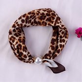 Sjaaltje - Scarf- Accessories - Dames- Bandana's- Halsdoek - Imitatie Zijde- Panter - Bruin