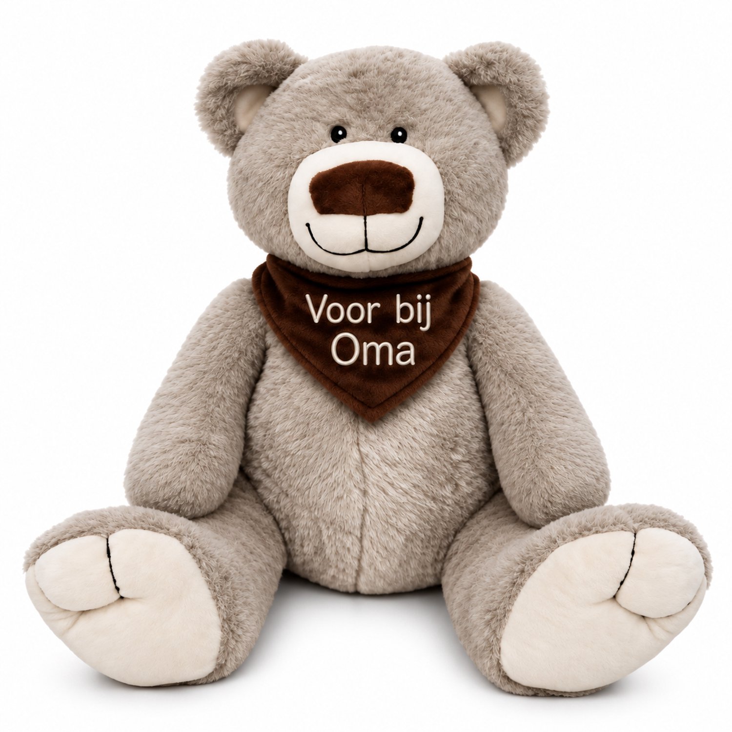 Grote Knuffelbeer 45 cm – Voor bij Oma – Zwangerschapsaankondiging – Geborduurde Knuffel – Cadeau voor Oma – Cadeau voor de Liefste Oma – Beer – Grijs