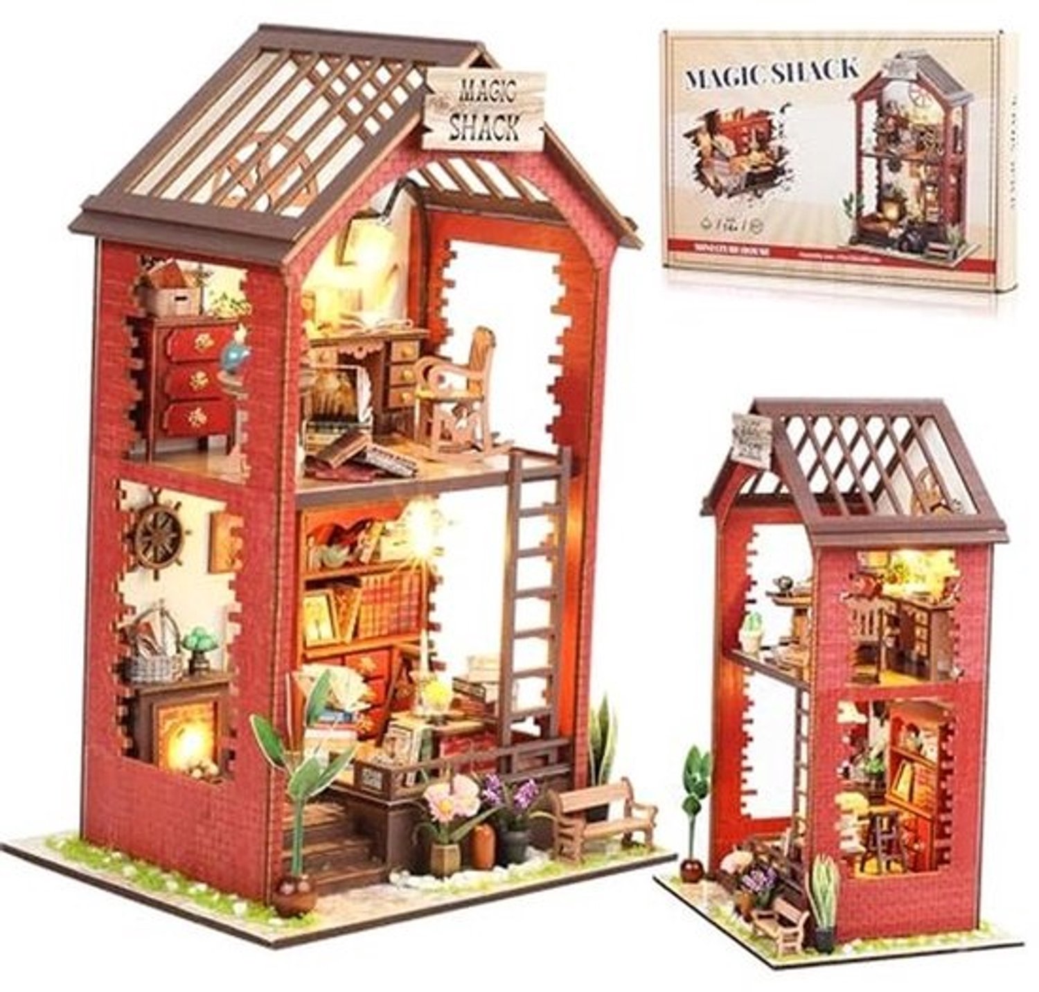DIY Book Nook - voor volwassenen - 3D-houten puzzel - met LED - Miniatuurset - voor boekenkasten
