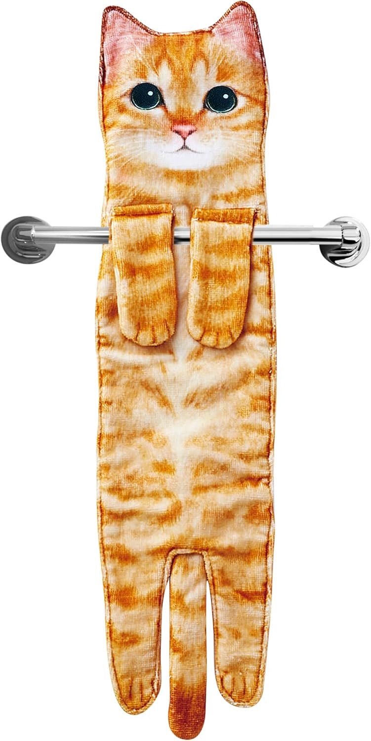 Kattenhanddoek - Oranje - 25 x 6 inch - Super Absorberend en Zacht - Voor Badkamer en Keuken