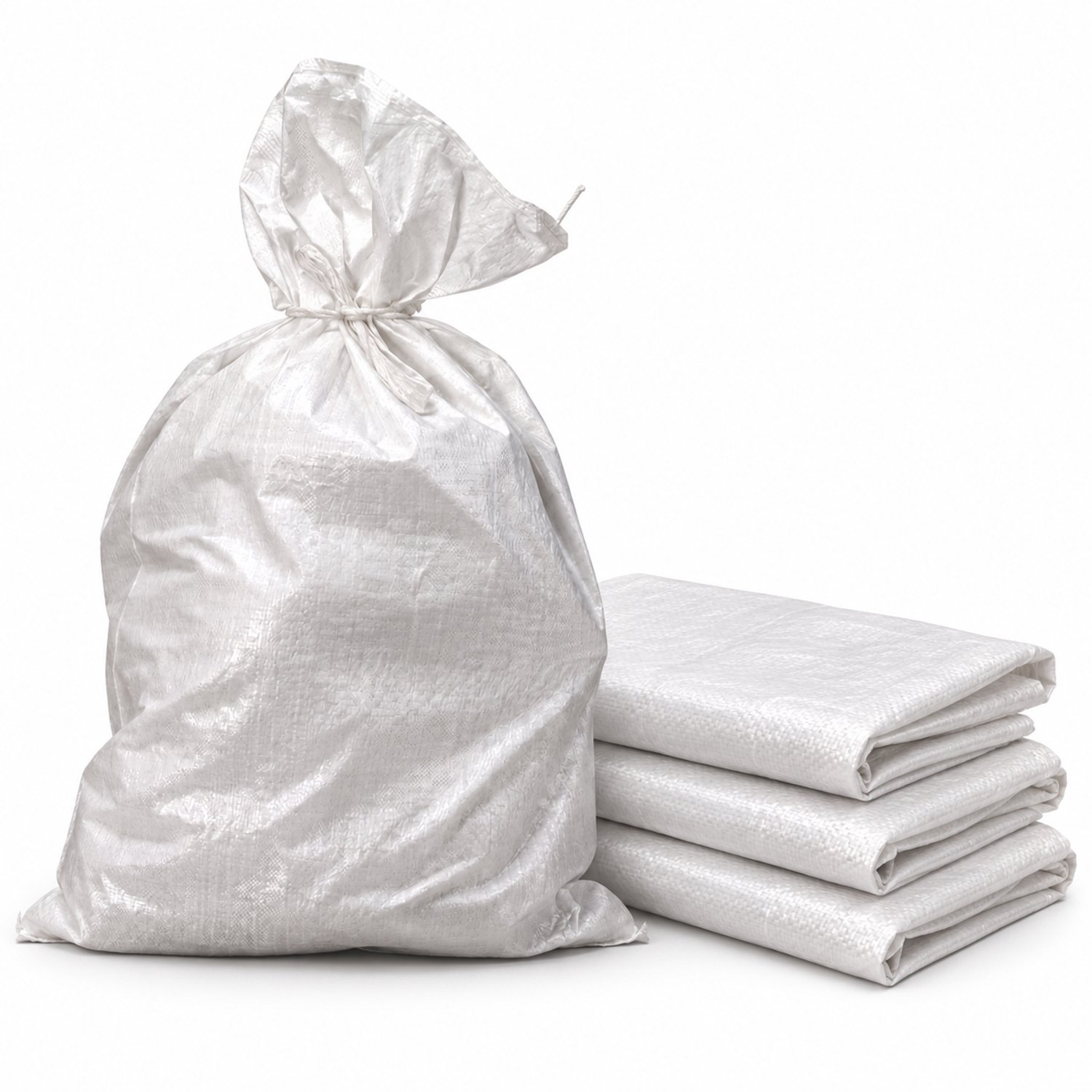 Puinzakken - 4 stuks - 65 x 100 cm - 30 kg per zak - Geweven PP - Met sluitkoord