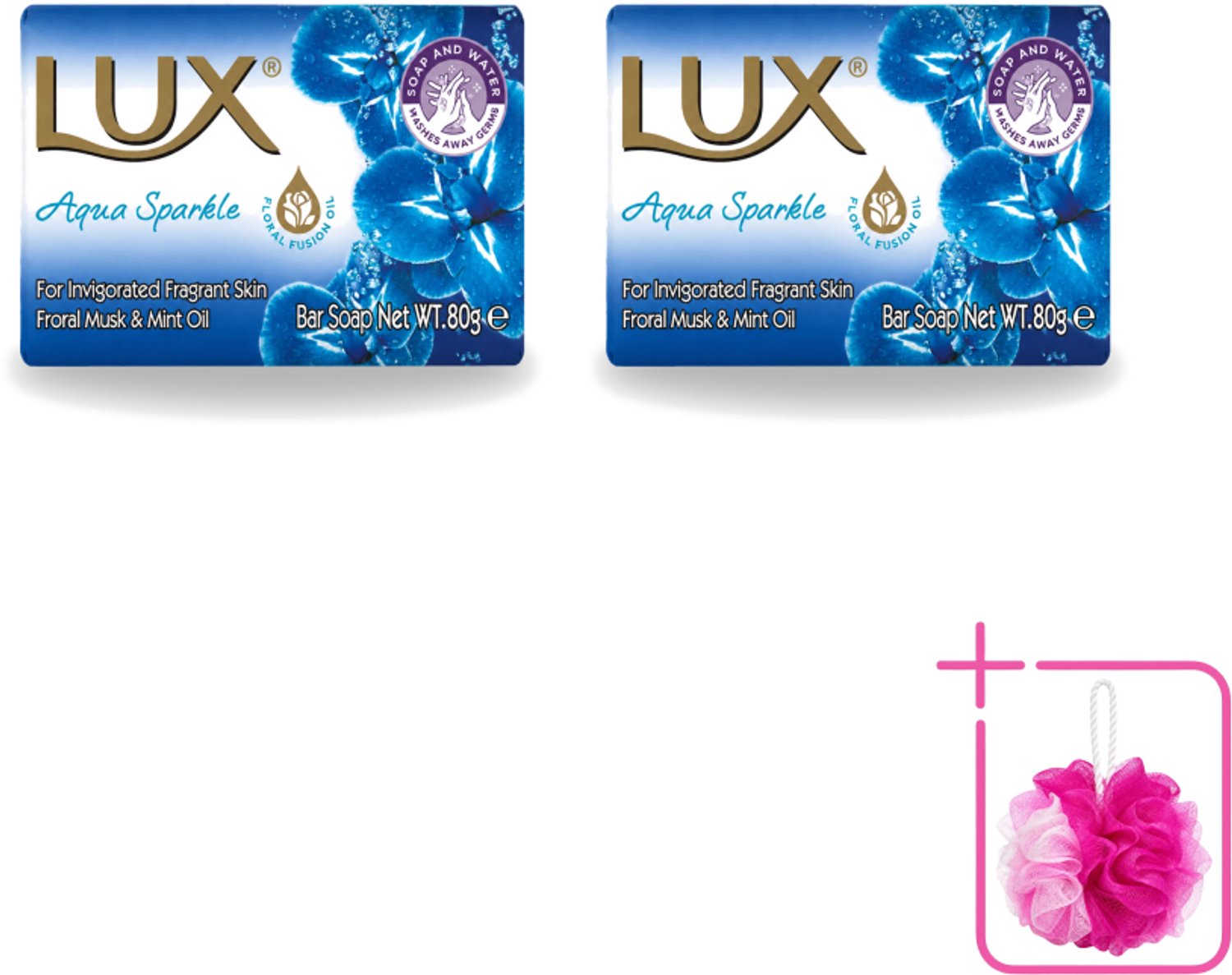 2 x Lux – Bar Soap – Aqua Sparkle – 80 g - Bulkverpakking - Zeeptablet Aqua Sparkle - Douchemop - Reiniging