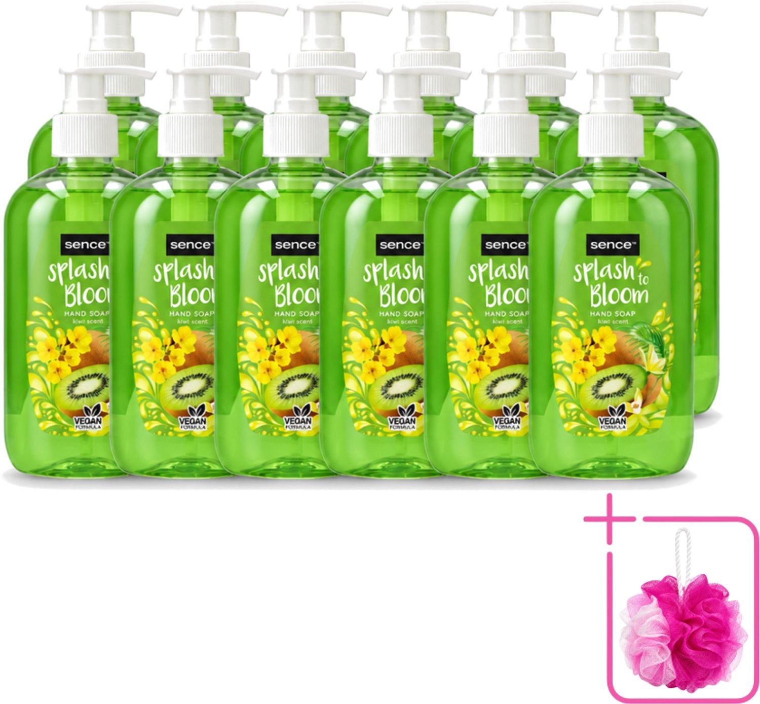 12 x Sence – Handzeep – Splash To Bloom Kiwi – 500 ml - Bulkverpakking - Handzeep - Douchemop - Handen reinigen