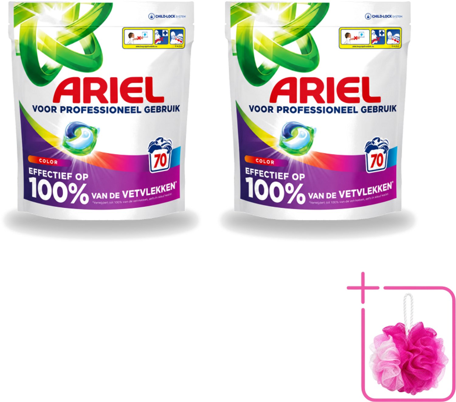 2 x Ariel – Wasmiddel Pods – All-in-1 Color – Kleurbehoud – 70 wasbeurten - Bulkverpakking - Kleurbescherming - Douchemop - Wasmiddel