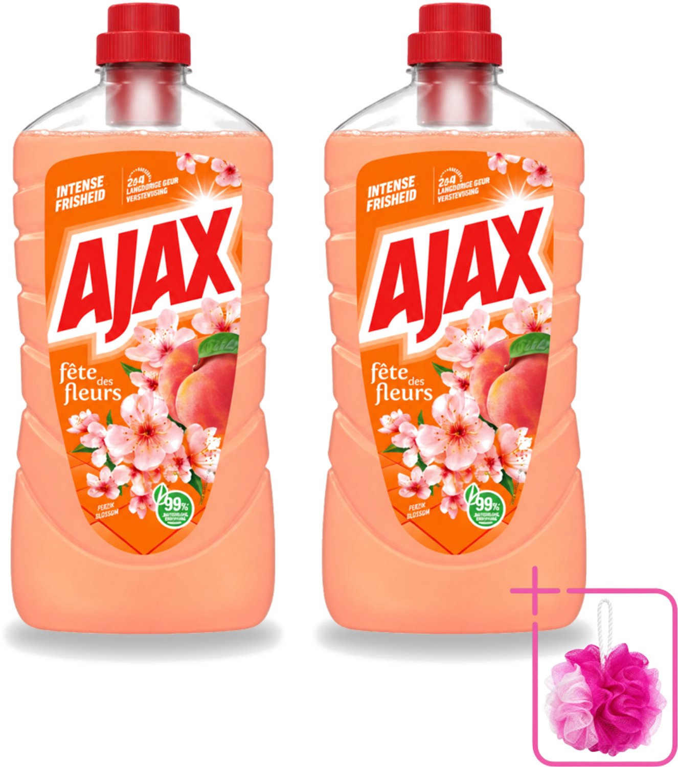 2 x Ajax – Allesreiniger – Perzik – 1000 ml - Bulkverpakking - Allesreiniger - Reinigen