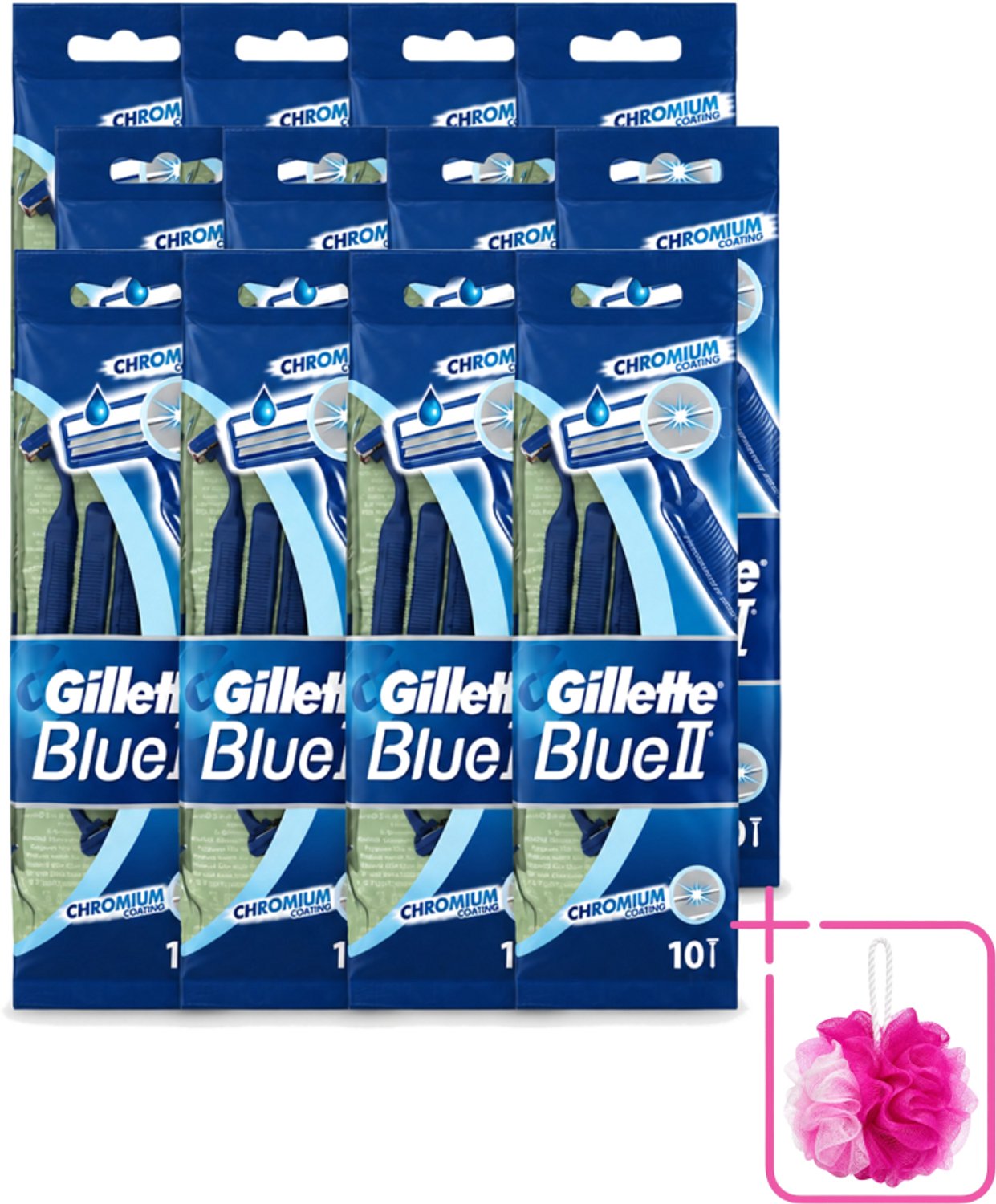 12 x Gillette - Blue 2 - Wegwerpscheermesjes - Chromium Coating - 10 Scheermesjes - Bulkverpakking - Scheermesje - Wegwerpscheermesje