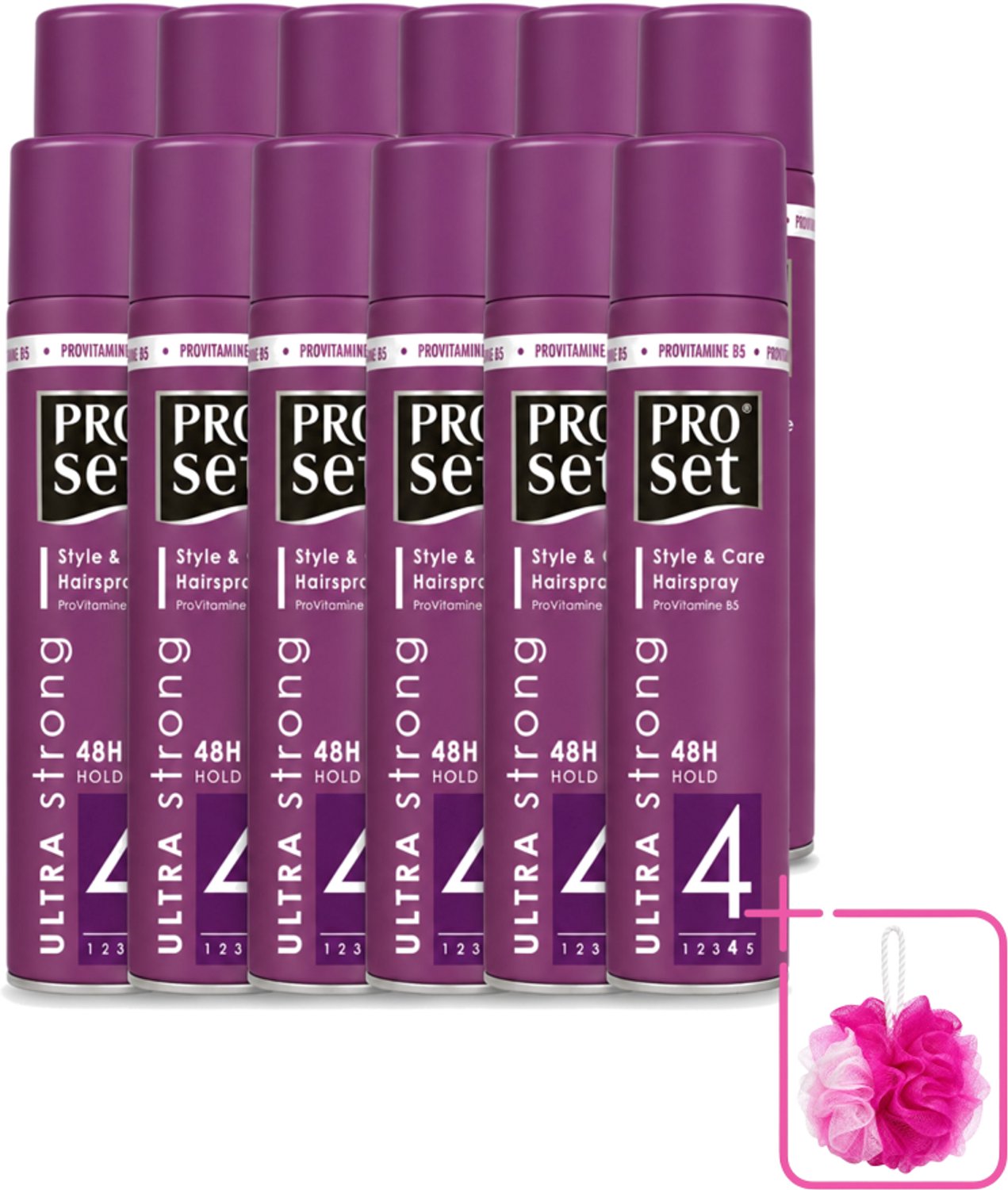 12 x Proset - Haarspray - Ultra Sterk - 48 uur Werking - 250 ml - Bulkverpakking - Haarspray - Douchemop - 48 uur fixatie