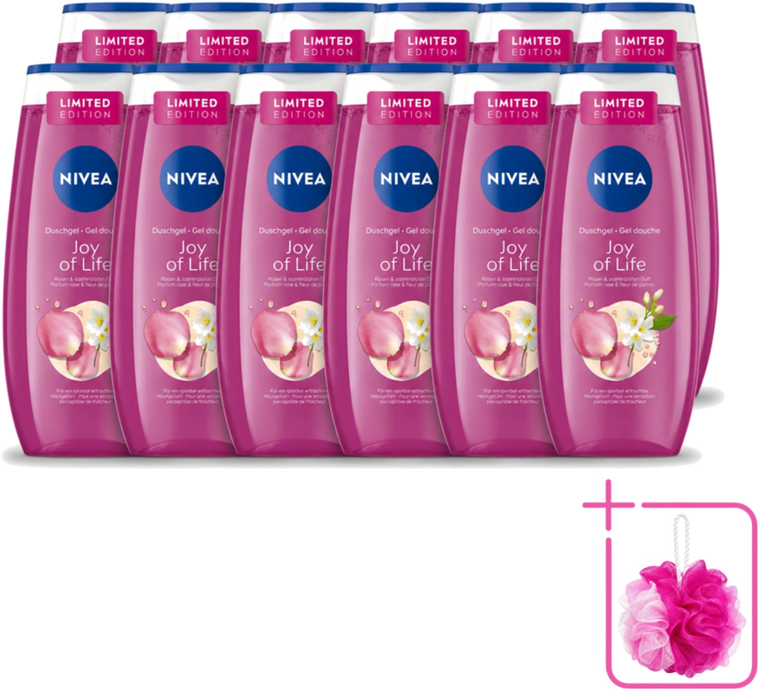 12 x Nivea - Douchegel - Joy of Life - Verfrissend Effect - 250 ml - Bulkverpakking - Douchegel - Douchemop - Frisse geur