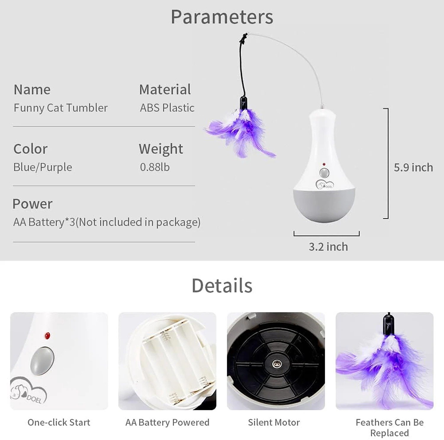 Cherrys Finds - Kattenspeelgoed - Kattenspeeltjes - Interactief Speelgoed - Katten soeelgoed intelligentie - Interactief kattenspeelgoed - Verstelbare snelheid - Automatisch Speelgoed -Jachtspeelgoed - Met Veer