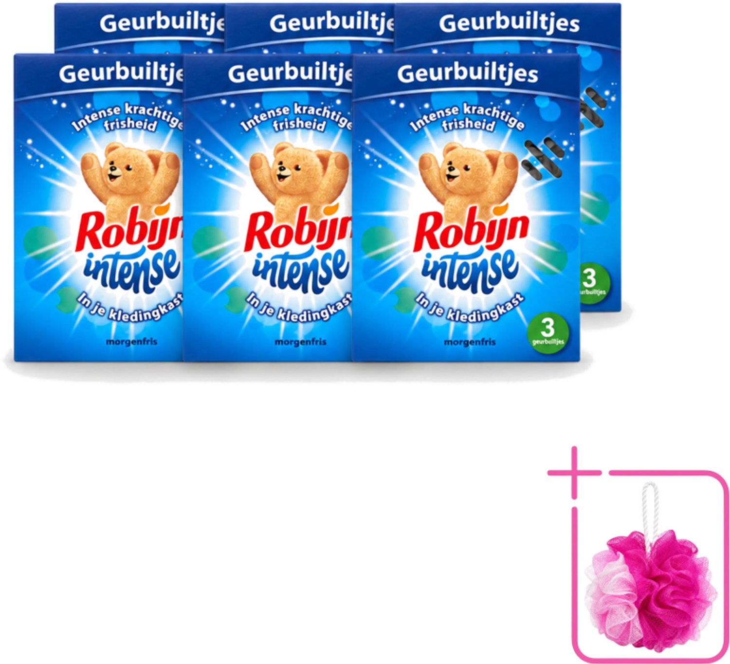 6 x Robijn - Intense - Geurbuiltjes - Langdurige Geur - Intense Frisheid - 3 Geurbuiltjes - Bulkverpakking - Geur in kleding - Douchemop - Frisheid kleding