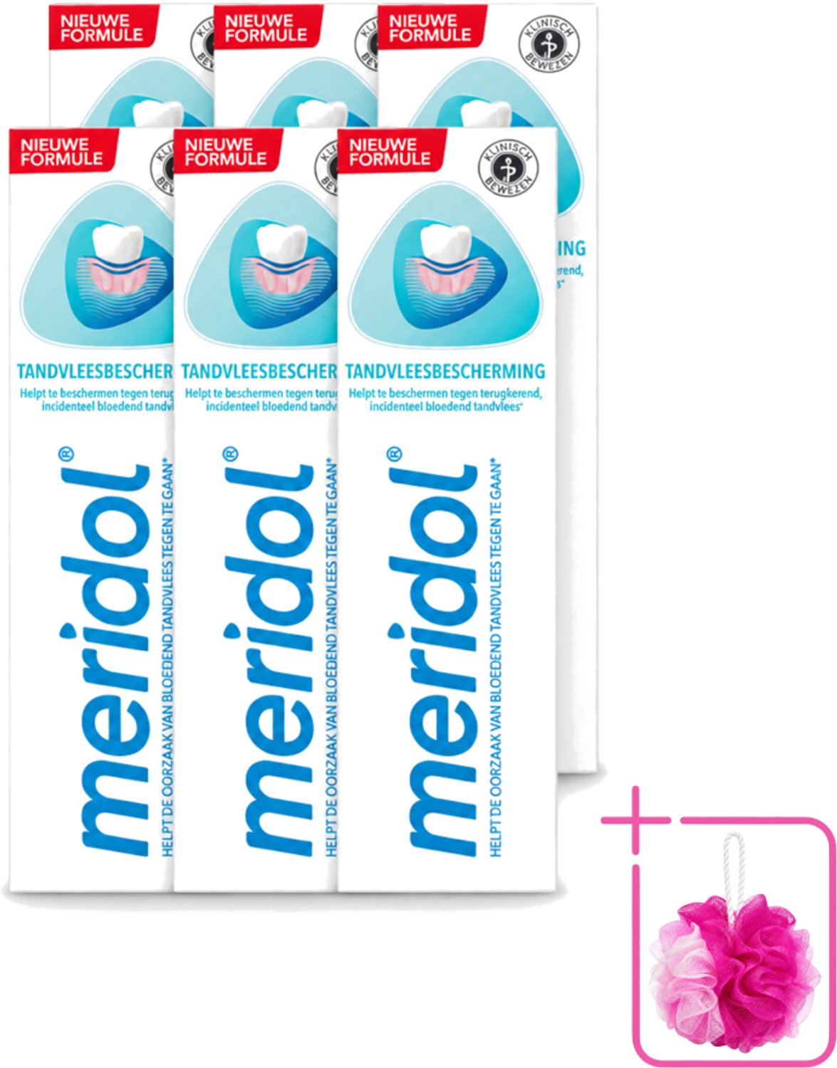 6 x Meridol - Tandpasta - Dagelijkse Tandverzorging - Beschermt tegen Tandvleesproblemen - 75 ml - Bulkverpakking - Tandpasta - Douchemop - Tandvlees