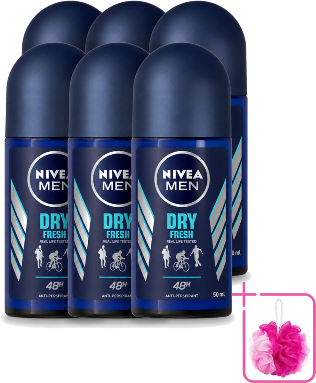 6 x Nivea - Men - Deodorant - Roller - Dry Fresh - 48 Uur Lang Werkend - 50 ml - Bulkverpakking - Deodorant roller - Anti-transpirant