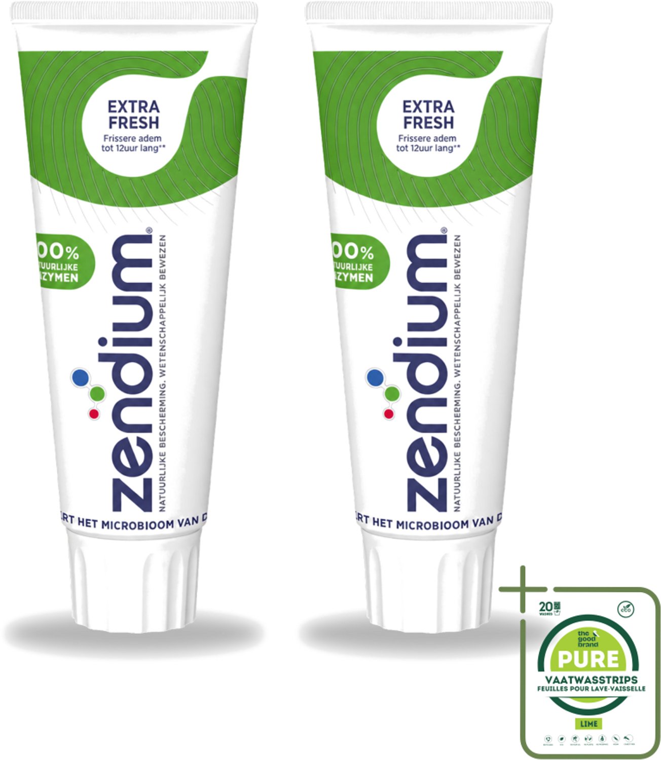 2 x Zendium - Extra Fresh - Tandpasta - Natuurlijke Enzymen - 75 ml - Grootverpakking - Vaatwasstrips - Tandpasta - Enzymen - Natuurlijke Tandpasta - Mondverzorging - Frisse Adem