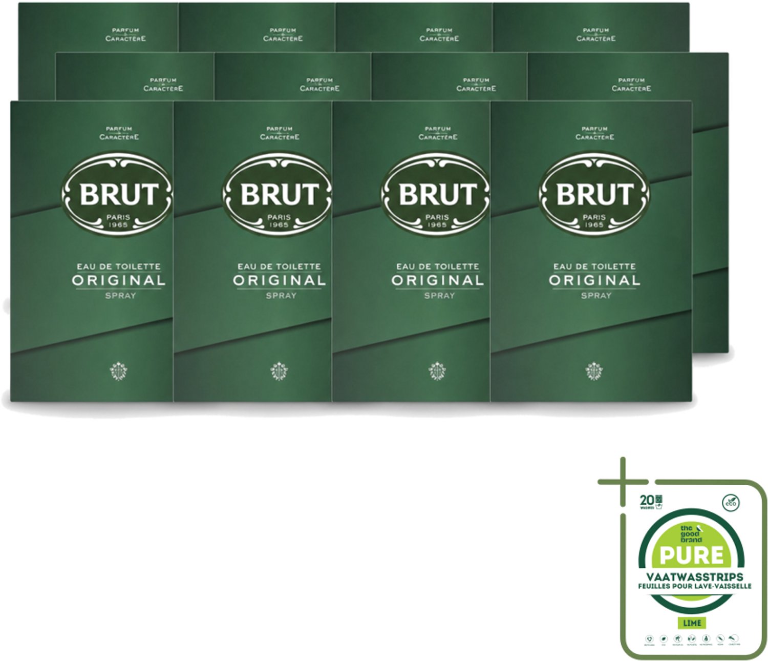 12 x Brut – Eau de Toilette – Original – 100 ml - Grootverpakking - Vaatwasstrips - Brut Original - Eau De Toilette - Geur - Parfum - Lavendel