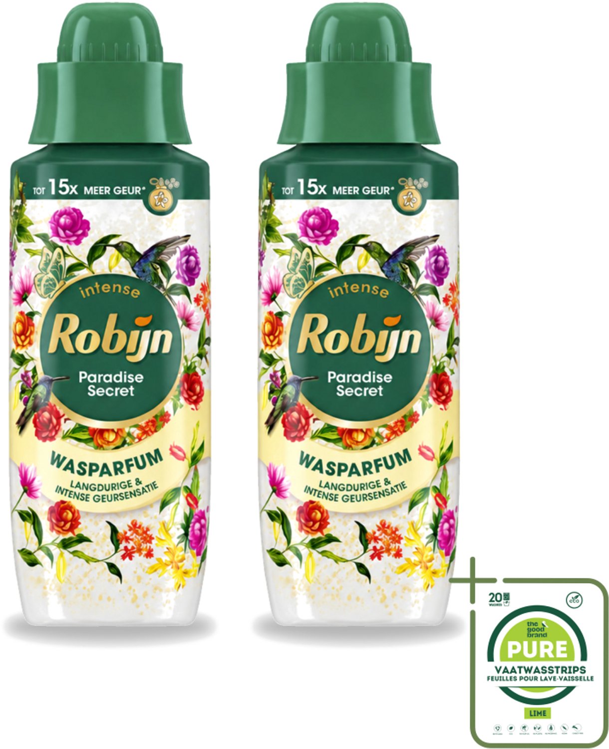 2 x Robijn – Wasparfum – Paradise Secret – 342 ml - Grootverpakking - Vaatwasstrips - Wasparfum - Wasparfum Voor Kleding - Geurboost - Botanische Geur - Wasmiddel