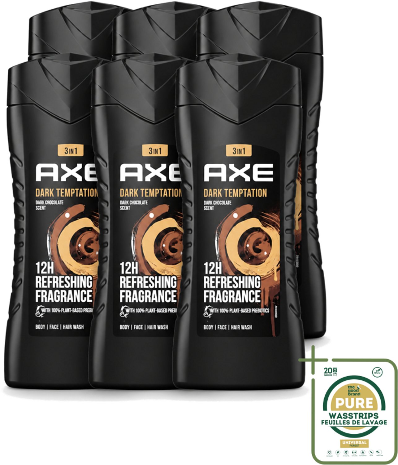 6 x Axe – Douchegel – Dark Temptation – 250 ml - Wasstrips - Douchegel - Douchegel Mannen - Douchegel Dark Temptation - Douchegel Voor Mannen - Douchegel Voor Huid