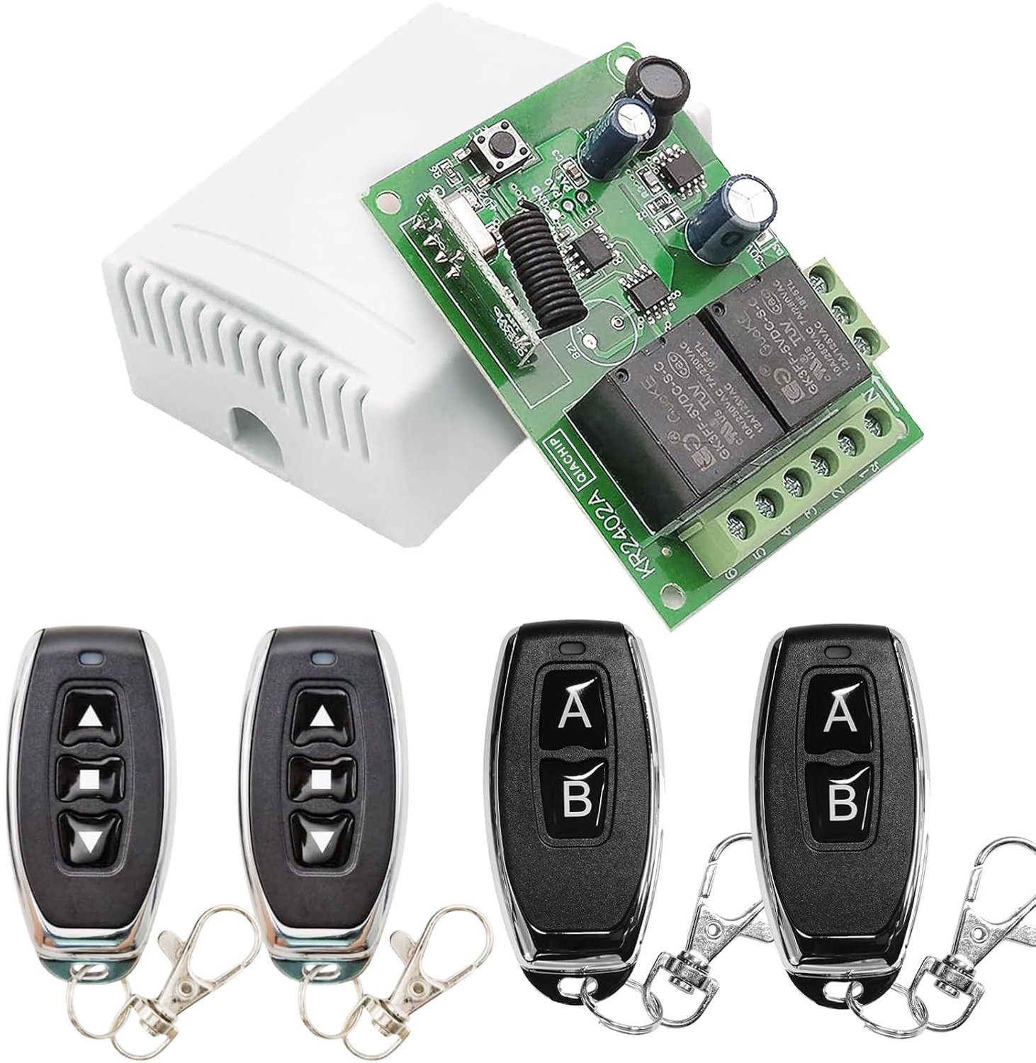 QIACHIP RF Wireless Remote Control Switch, 2 Channels, 433MHz, DC 12V, 24V, Wireless Relay Receiver with 4 - ShopVlot
