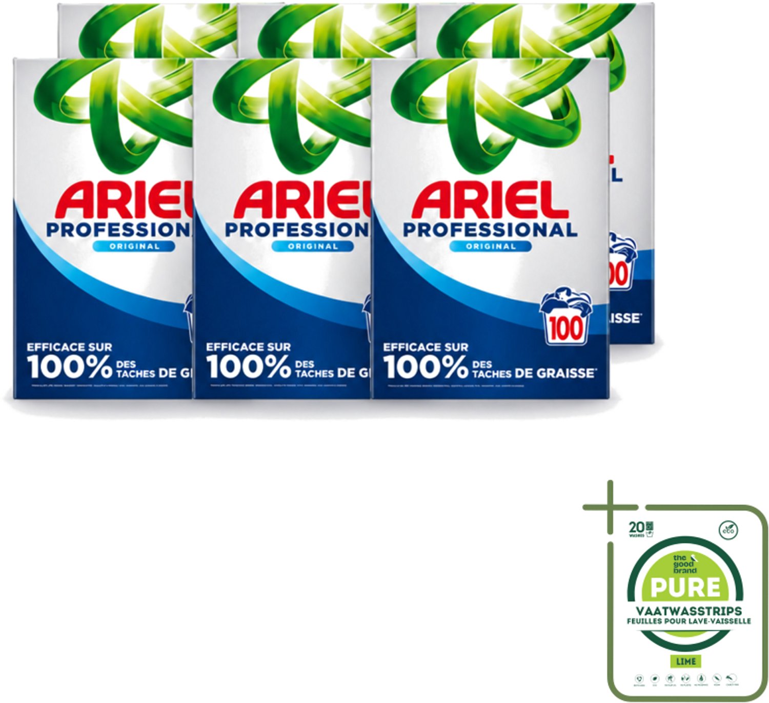 6 x Ariel – Waspoeder – Professional Regular – 100 wasbeurten - 5,5 kg - Grootverpakking - Vaatwasstrips - Waspoeder - Wasmiddel - Reinigingsresultaat - Vlekverwijdering - Professioneel Wassen