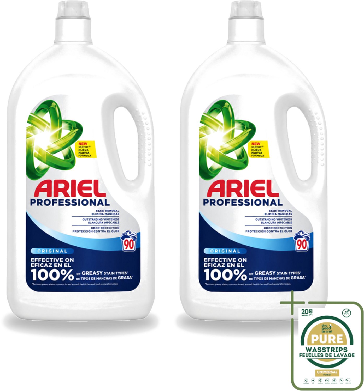 2 x Ariel – Vloeibaar Wasmiddel – Professional Regular - 90 wasbeurten - 4,05 L - Wasstrips - Vloeibaar Wasmiddel - Witte Was - Stralend Wit - Vlekken Verwijderen - Frisse Geur