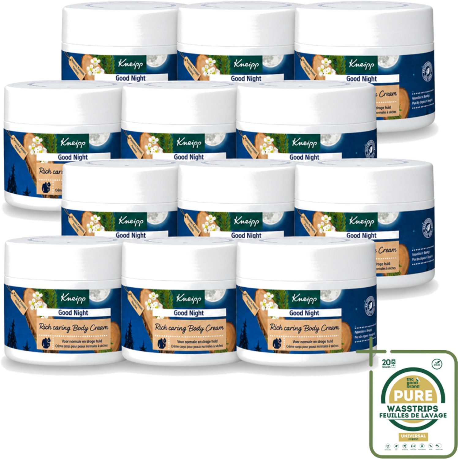 12 x Kneipp – Bodycrème – Good Night Alpenden & Amyris – 200 ml - Wasstrips - Nachtverzorging - Ontspanning - Slaap - Stress - Huidverzorging