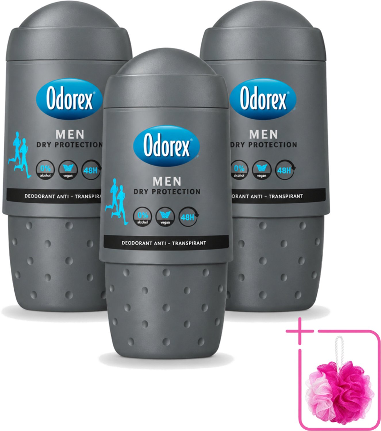 3 x Odorex Men - Deodorant Roller - Dry Protection - Tegen Transpiratie - 50 ml - Bulkverpakking - Mannelijke deodorant - Zweetbescherming