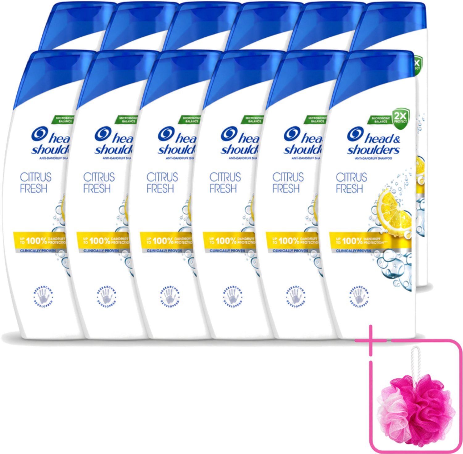 12 x Head & Shoulders - Shampoo - Citrus Fresh - 250ml - Bulkverpakking - Citrus Fresh Shampoo - Douchemop - Anti-roos shampoo