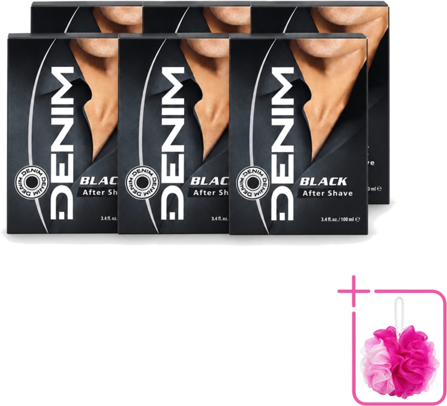 6 x Denim – Aftershave – Black – 100 ml - Bulkverpakking - Aftershave man - Douchemop - Aftershave voor mannen