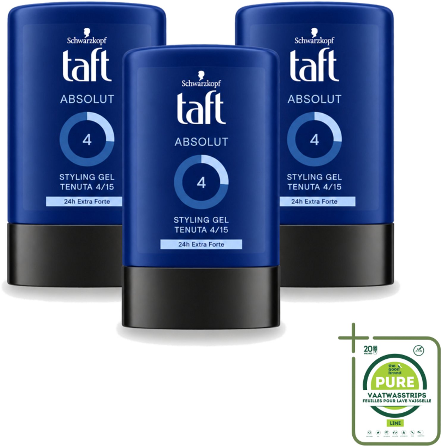 3 x Schwarzkopf - Taft - Absolut Haargel - Mannen - Langdurige Hold - 300 ml - Grootverpakking - Haargel Mannen - Langdurige Fixatie - Haargel Voor Mannen - Haargel Voor Haar - Haargel Voor Dagelijks Gebruik