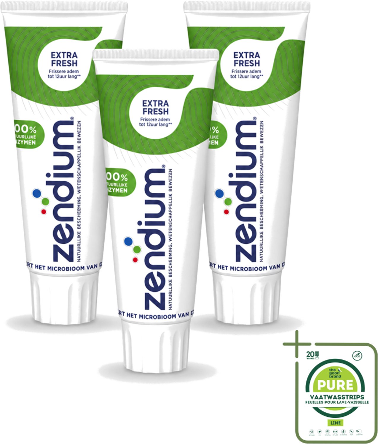 3 x Zendium - Extra Fresh - Tandpasta - Natuurlijke Enzymen - 75 ml - Grootverpakking - Vaatwasstrips - Tandpasta - Enzymen - Natuurlijke Tandpasta - Mondverzorging - Frisse Adem