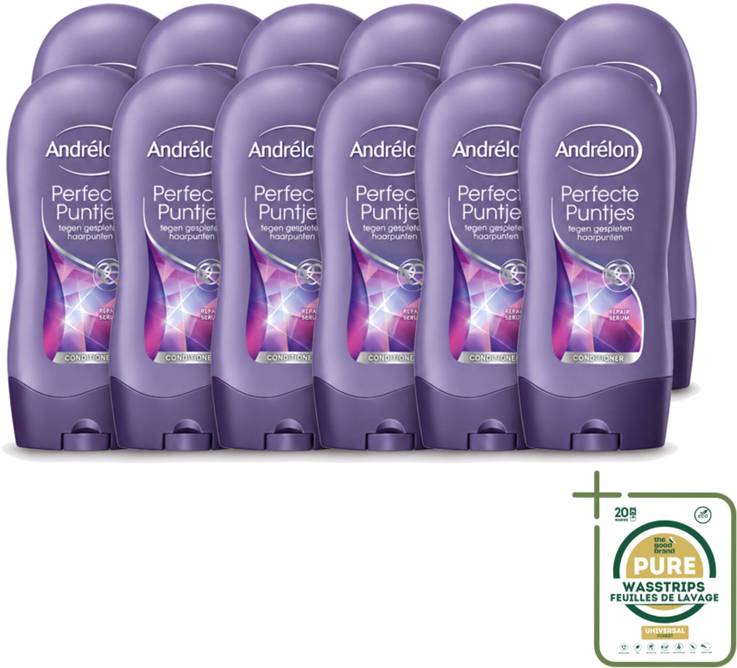 12 x Andrélon - Perfecte Puntjes - Conditioner - Tegen Gespleten Haarpunten - 300 ml - Wasstrips - Gespleten Haarpunten - Haarverzorging - Haarversterking - Haarbescherming - Haarkracht