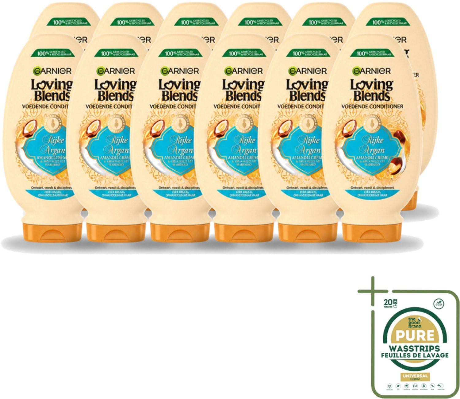 12 x Garnier - Loving Blends - Conditioner - Rijke Argan - Zeer Droog Onhandelbaar Haar - 250 ml - Wasstrips - Conditioner Voor Droog Haar - Arganolie Conditioner - Droog Haar Verzorging - Onhandelbaar Haar - Argan Conditioner