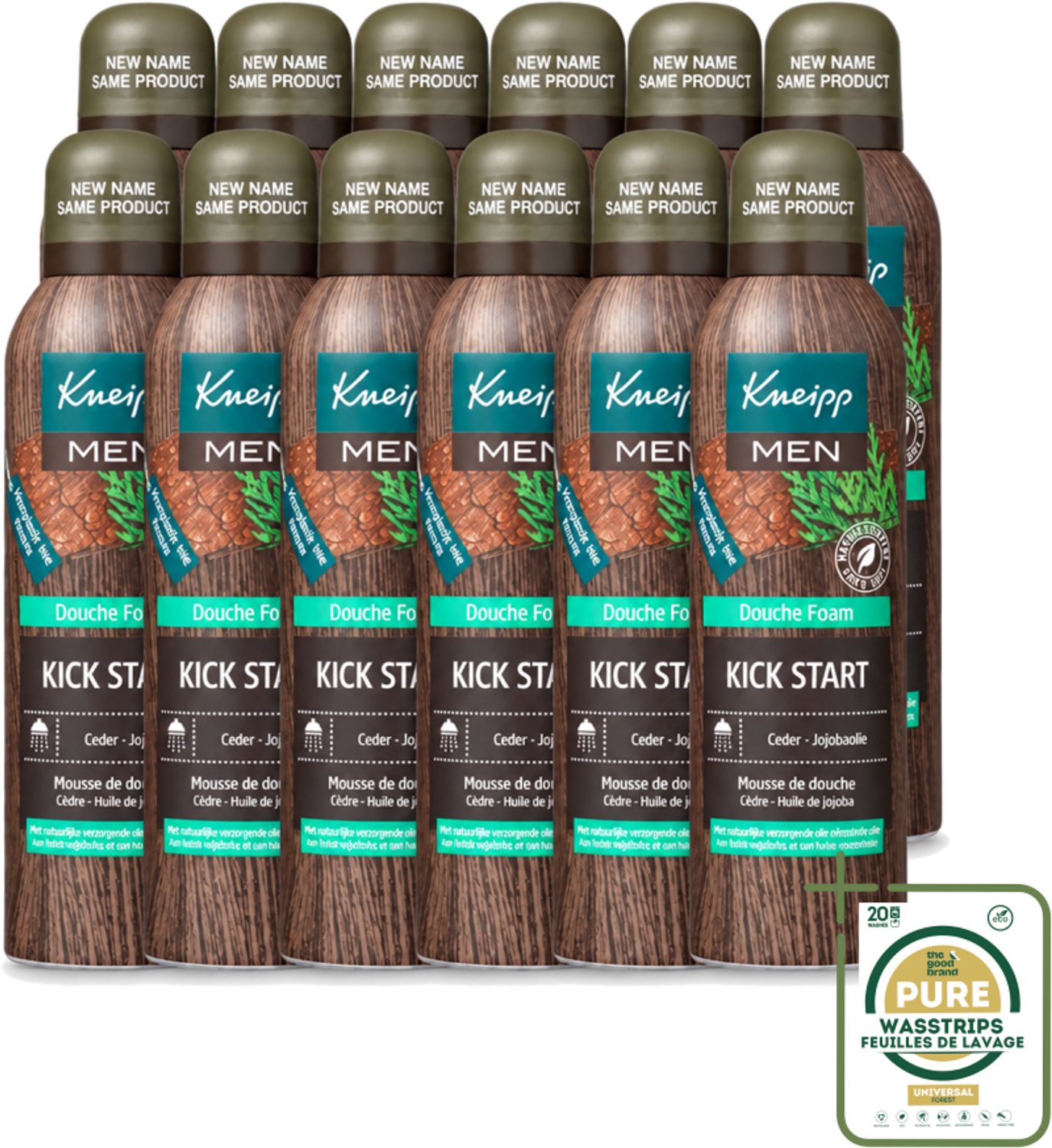 12 x Kneipp - Douchefoam - Ceder & Jojobaolie - Verzorgend - Vegan - 200 ml - Wasstrips - Douchefoam - Ceder - Jojobaolie - Vegan - Natuurlijke Douchefoam