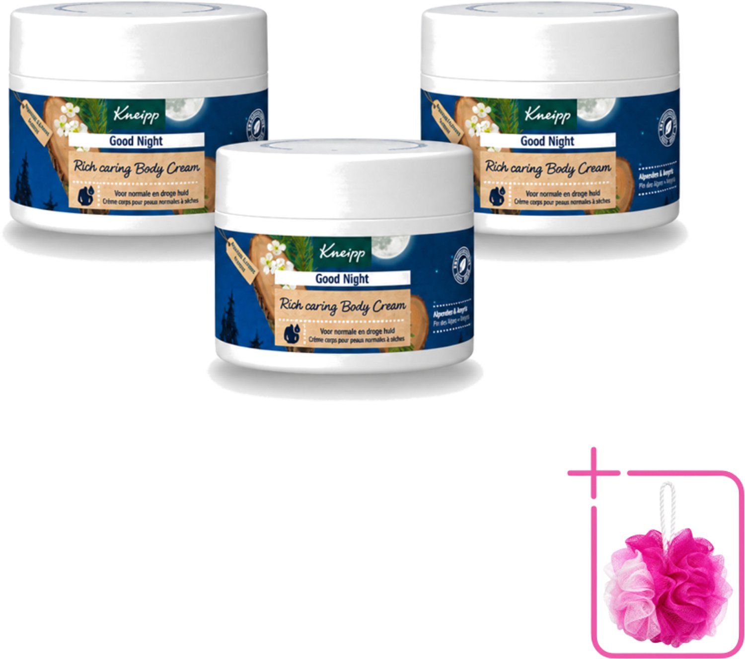 3 x Kneipp – Bodycrème – Good Night Alpenden & Amyris – 200 ml - Bulkverpakking - Nachtverzorging - Douchemop - Ontspanning