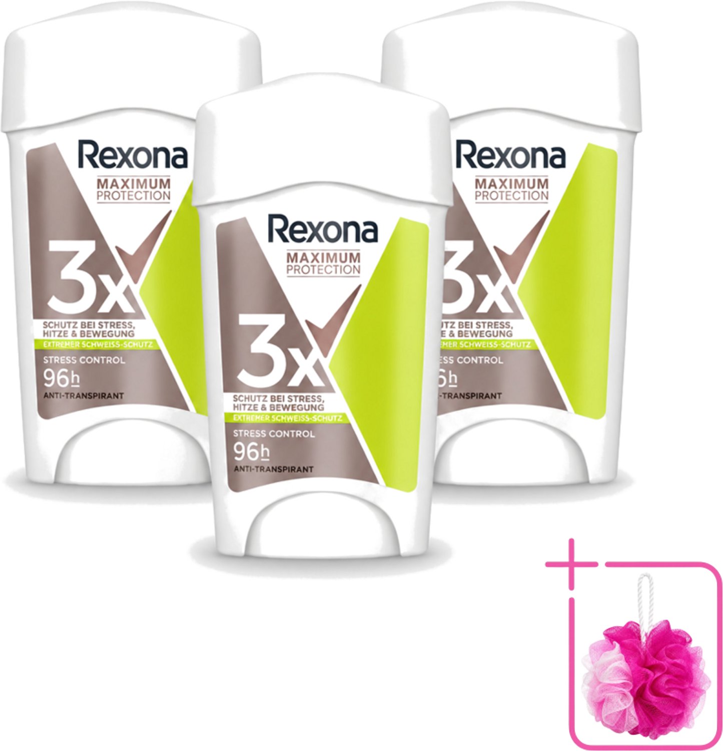 3 x Rexona – Anti-Transpirant Stick – Maximum Protection Stress Control Dry – 45 ml - Bulkverpakking - Anti-transpirant vrouw - Stress-zweet