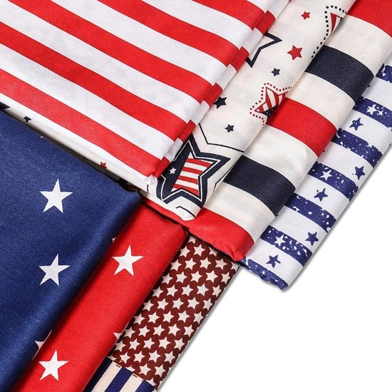 7 stuks Star Stripe Serie Patchwork stoffen pakket katoen 50 x 50 cm katoenen stoffen stoffenbundel stofpakket stoffreste naaistoffen DIY knutselen naaien quilten katoenen doek Star Stripe — afbeelding 2