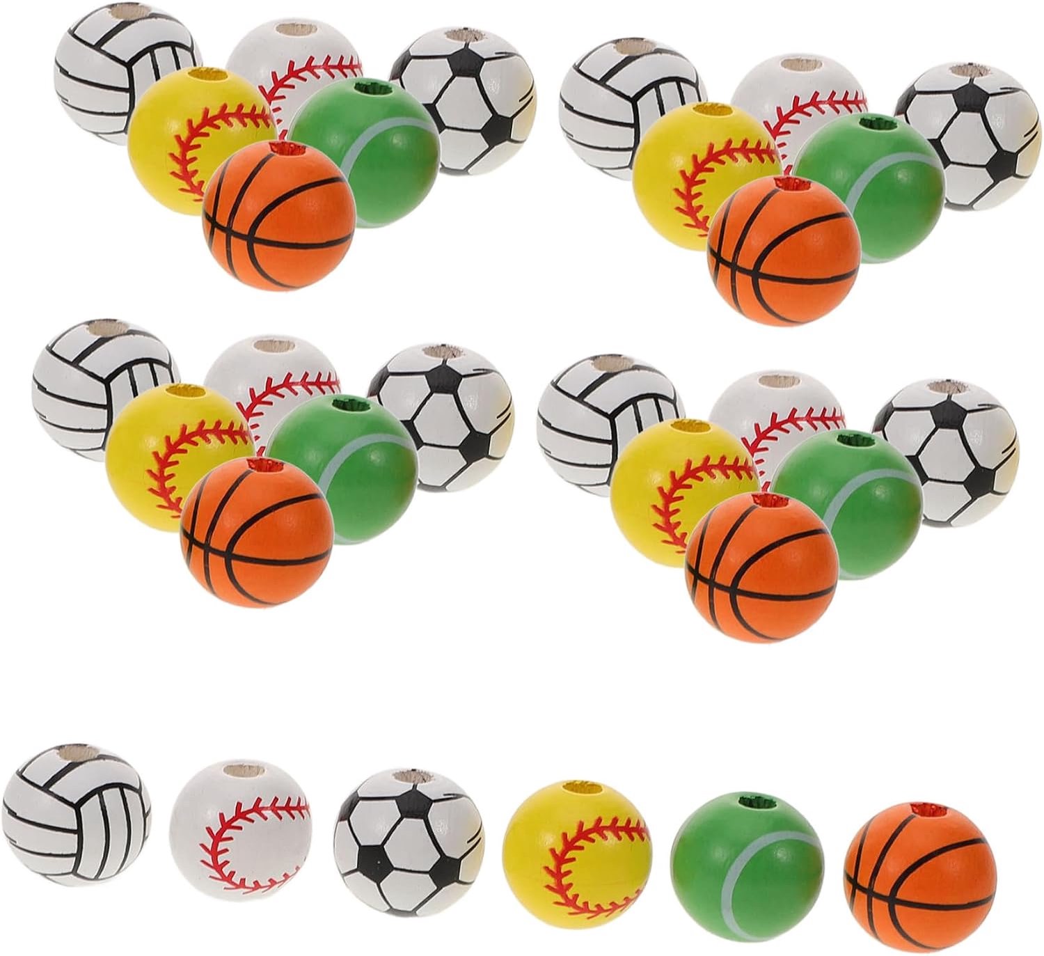Houten Afstandskralen 30 Stuks Sportkralen Voor Het Maken Van Kettingen Voor Sieraden Voetbal Basketbal