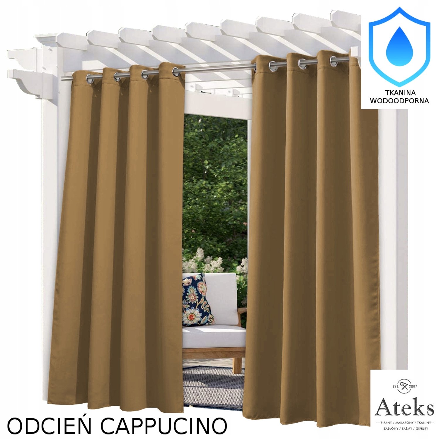 Waterdichte Tuindoek Gordijn Cappuccino 155x220cm voor Pergola